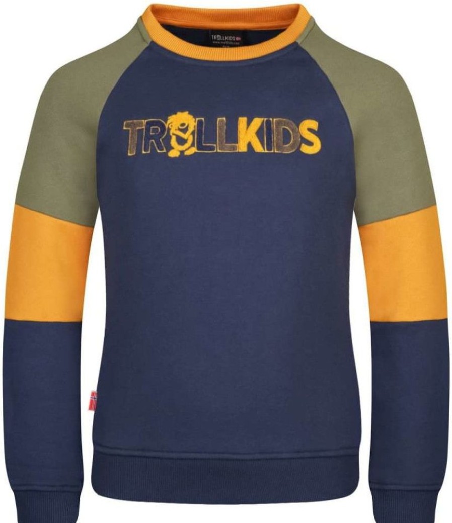 Bekleidung Trollkids Pullover & Hoodies | Kids Trollfjord Sweatshirt - Blue/Yellow