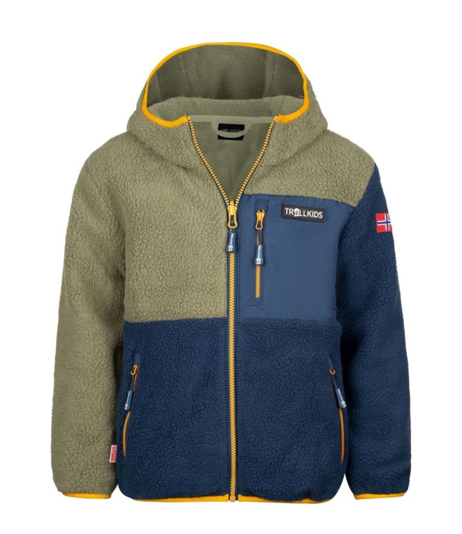 Bekleidung Trollkids Outdoor Jacken | Kids Aurlandsfjord Jkt - Moss/Blue/Yellow