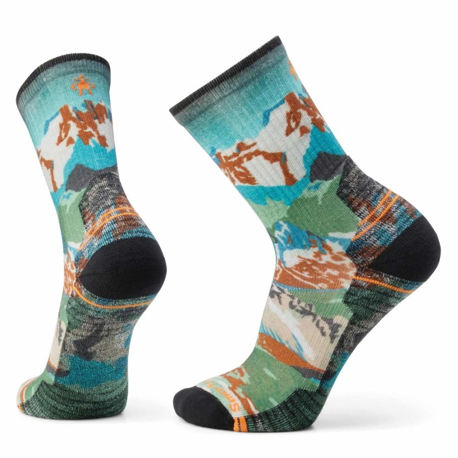 Bekleidung Smartwool Outdoor Socken | Hike Light Cushion Alpine Trail-Print Crew Winter Moss