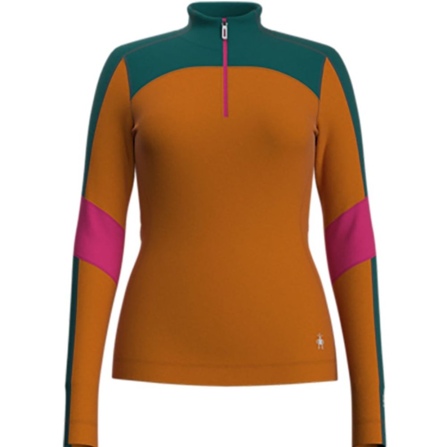 Bekleidung Smartwool Funktionswasche | Classic Thermal Colorblock 1/4 Zip W Marmalade