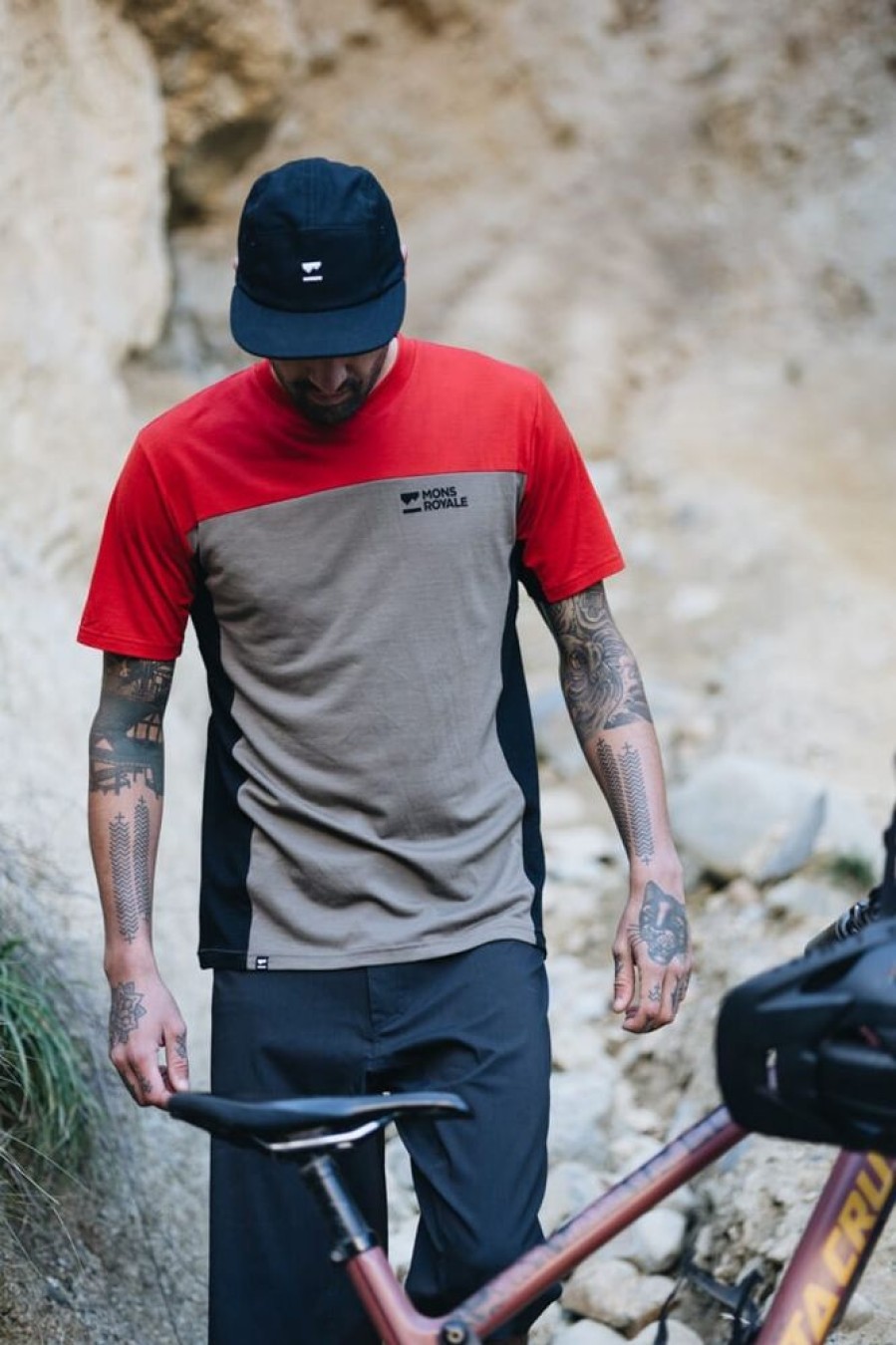 Bekleidung Mons Royale Hemden & T-Shirts | Redwood Enduro Vt Retro Red/Blk/Walnut