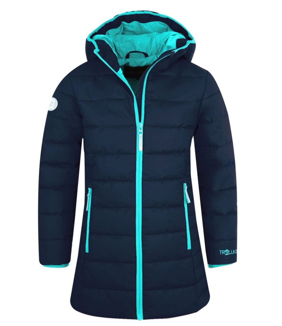 Bekleidung Trollkids Outdoor Jacken | Girls Stavanger Coat - Navy/Mint