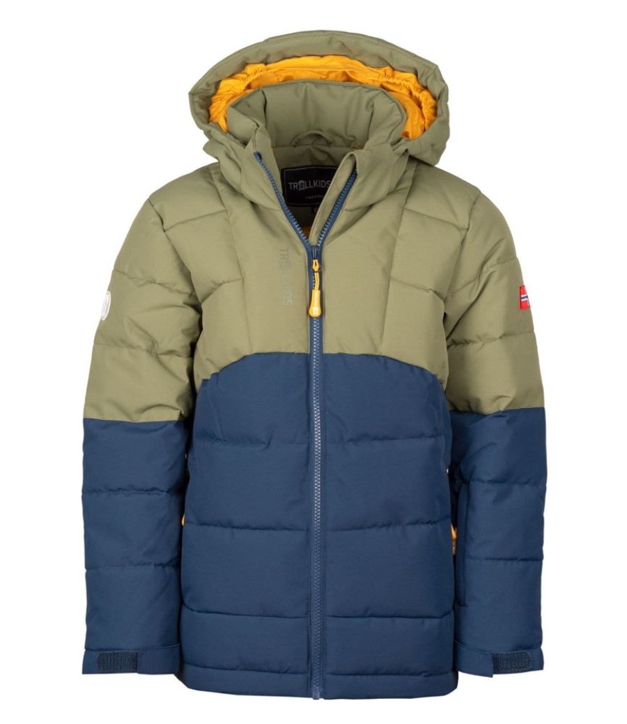 Bekleidung Trollkids Outdoor Jacken | Kids Gryllefjord Jkt - Moss/Blue/Yellow