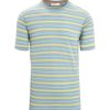 Bekleidung Icebreaker Hemden & T-Shirts | Men Wave Ss Tee Stripe Astral Blue/Summer/