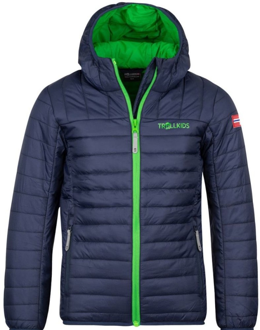 Bekleidung Trollkids Outdoor Jacken | Kids Eikefjord Jacket - Navy/Bright Green