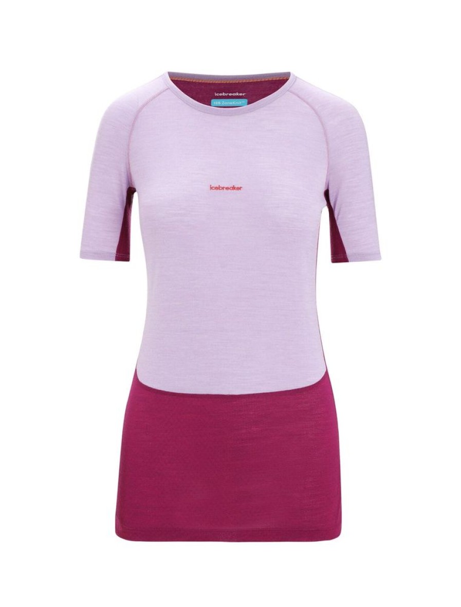 Bekleidung Icebreaker Funktionswasche | Women 125 Zoneknit Ss Crewe Purple Gaze/Go Berry/Cb