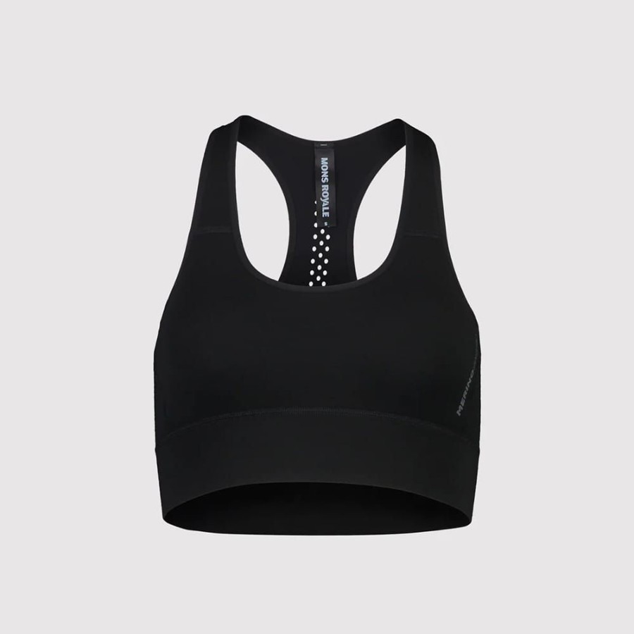 Bekleidung Mons Royale Funktionswasche | Stratos Merino Shiftsportsbra W/Black