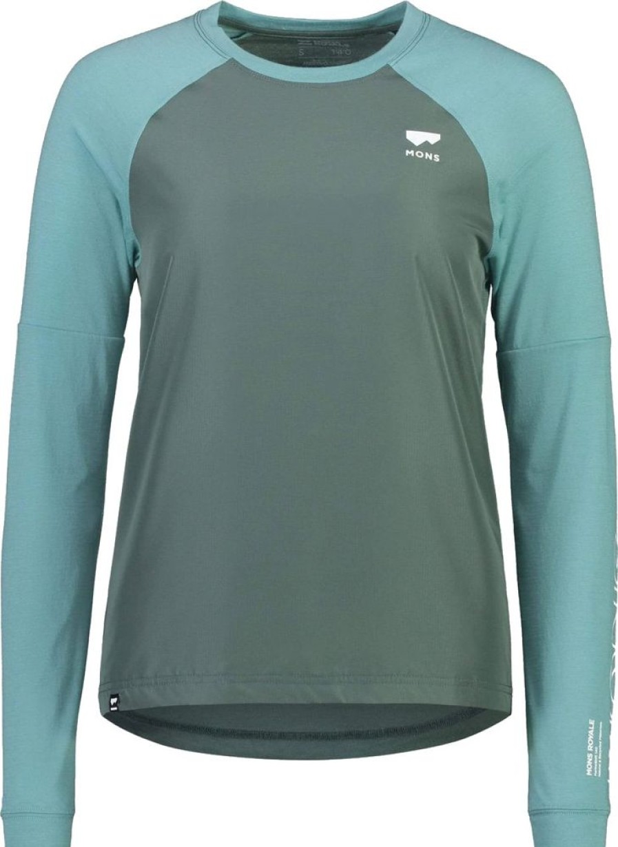 Bekleidung Mons Royale Hemden & T-Shirts | Tarn Merino Shift Wind Jersey Women - Sage / Burnt Sage