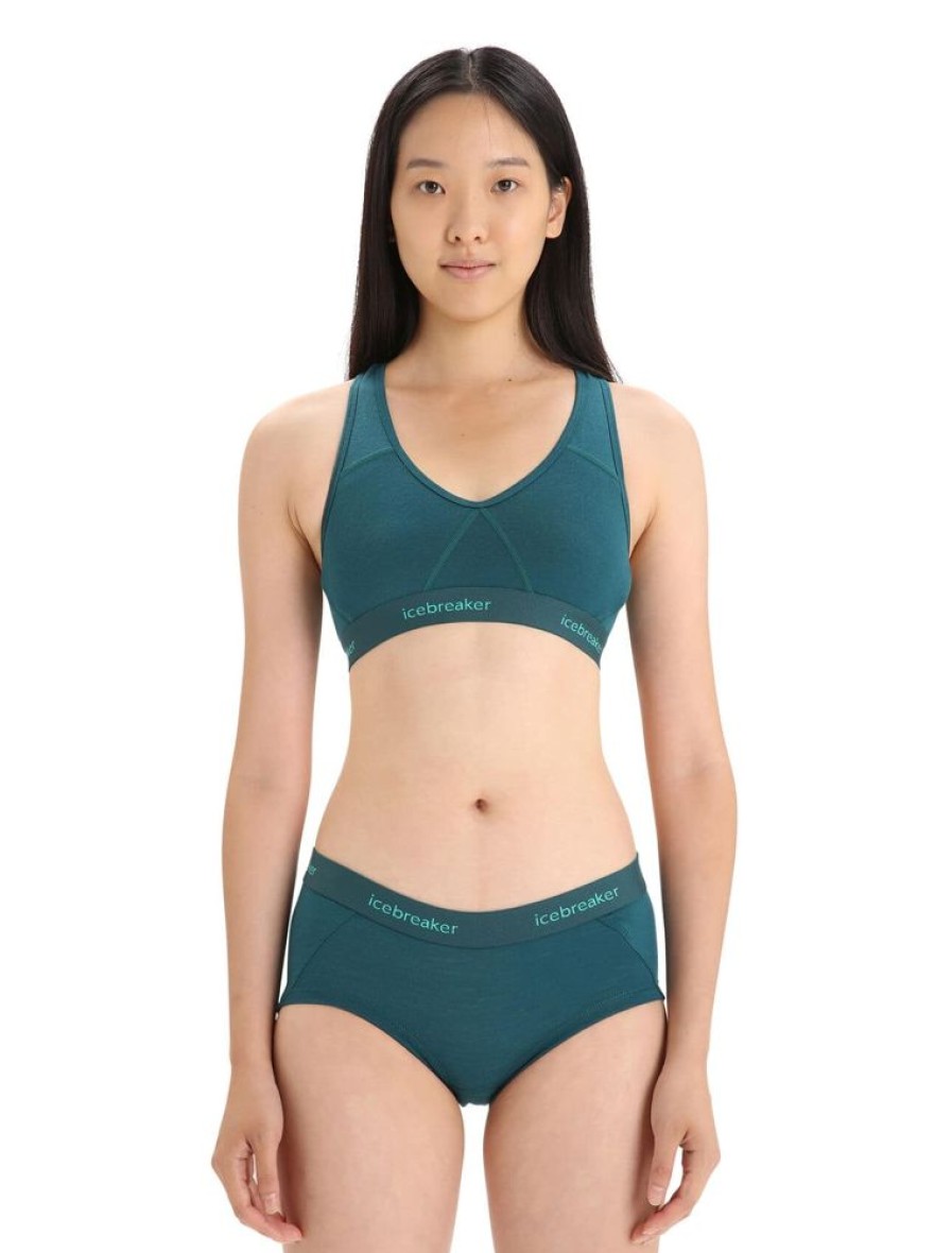 Bekleidung Icebreaker Funktionswasche | Women Sprite Racerback Bra Green Glory