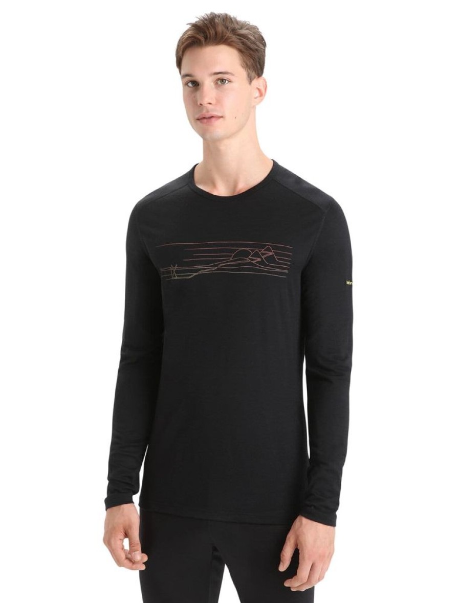 Bekleidung Icebreaker Funktionswasche | Men 200 Oasis Ls Crewe Ski Stripes Black