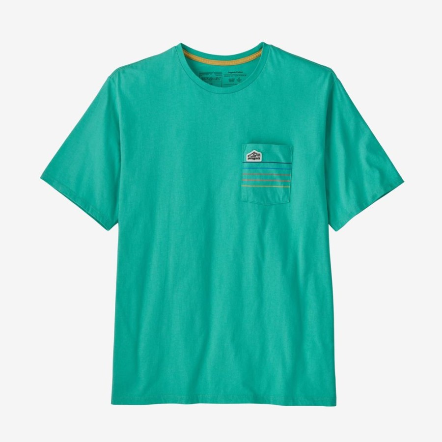 Bekleidung Patagonia Hemden & T-Shirts | M'S Line Logo Ridge Stripe Organic Pocket T-Shirt Fresh Teal