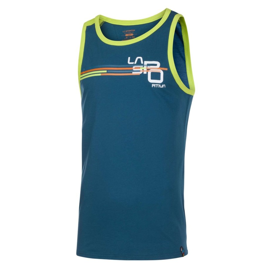 Bekleidung La Sportiva Hemden & T-Shirts | Stripe Cube Tank M Storm Blue/Lime Punch