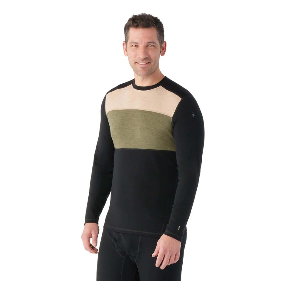 Bekleidung Smartwool Funktionswasche | Classic Thermal Colorblock Crew Black/Moss