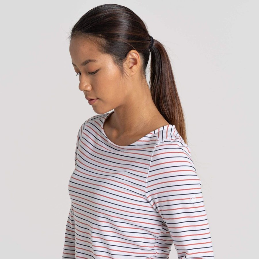 Bekleidung Craghoppers Muckenabwehrbekleidung | Nosilife Erin Ls Top Black Navy/Red Stripe