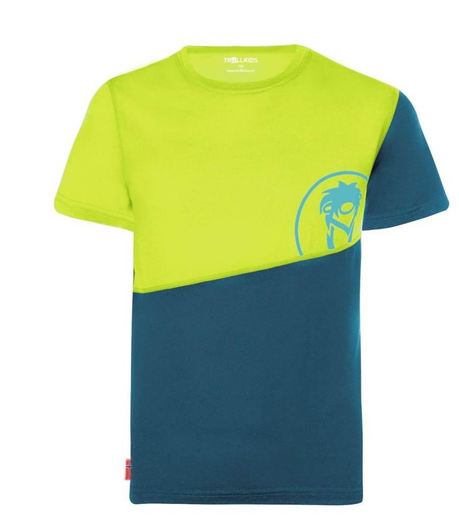 Bekleidung Trollkids Hemden & T-Shirts | Kids Sandefjord T Petrol/Lime